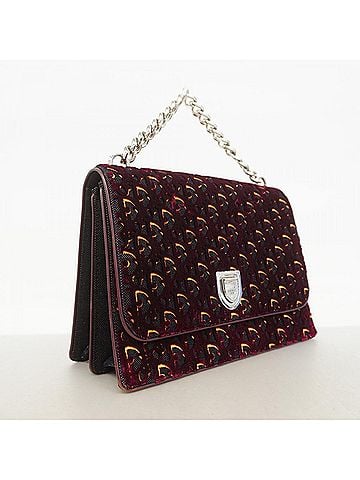 Christian Dior Christian Dior Diorama Velvet Handbag, Black, Bordeaux, Orange, 2-way bag for women (view 2)