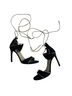 Stuart Weitzman 100% Suede Black Gold Sandals Size 7 1/2 - photo 1