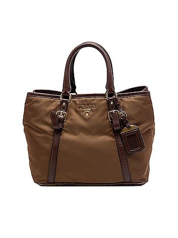 Prada Vitello Daino Trimmed Tessuto Satchel (view 1)