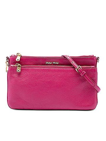 Miu Miu Goatskin Madras Double Zip Crossbody (view 1)