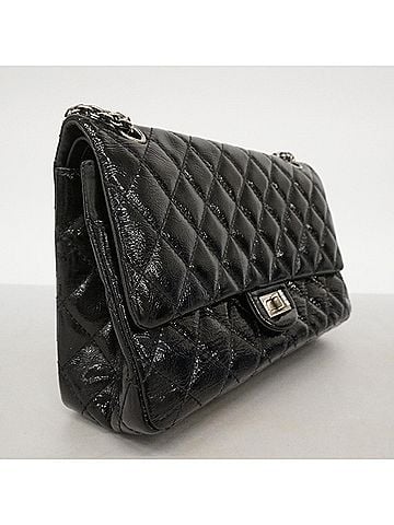Chanel Chanel Shoulder Bag 2.55 Double Flap Chain Patent Leather Black Women's (view 2)