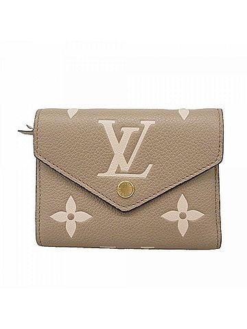 Louis Vuitton Louis Vuitton Tri-fold Wallet Monogram Empreinte Bicolor Portefeuille Victorine M81861 Tourterelle Cream Ladies (view 1)
