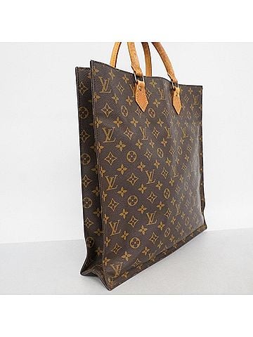 Louis Vuitton Louis Vuitton Monogram Sac Plat Tote Bag M51140 Brown Women's (view 2)