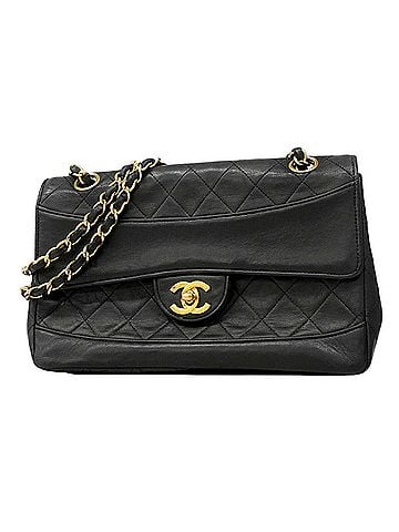 Chanel Chanel Matelassé Shoulder Bag with Double Chain, Lambskin, Black, Women's, P2945272 (view 1)
