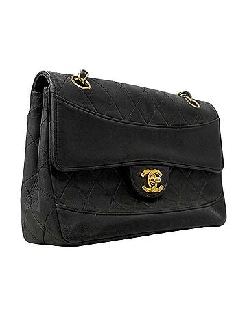Chanel Chanel Matelassé Shoulder Bag with Double Chain, Lambskin, Black, Women's, P2945272 (view 2)