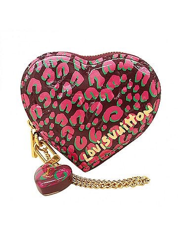 Louis Vuitton Louis Vuitton Vernis Leopard Portemonnaie Coeur Wallet/Coin Case M91474 Bordeaux Pink Women's (view 1)