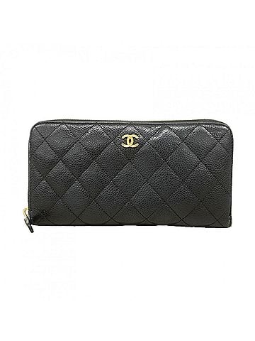 Chanel Chanel long wallet, Matelassé caviar leather, black, women's. (view 1)