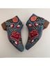 Jeffrey Campbell Floral Blue Red Ankle Boots Size 8 - photo 9