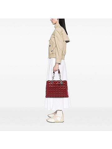 Dior Large Patent Cannage Soft Zipped Lady Dior Shopping Tote (view 2)