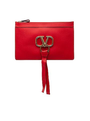 Valentino Leather VRing Clutch (view 1)