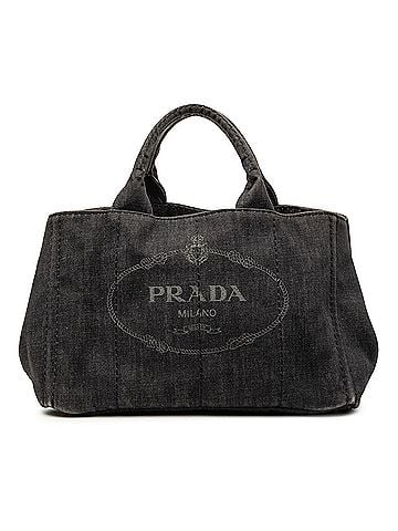 Prada Denim Canapa Logo Satchel (view 1)