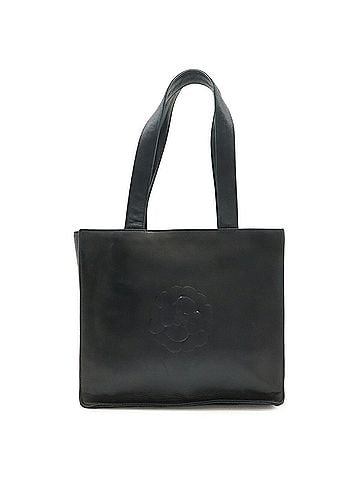 Chanel CHANEL Camellia Coco Mark Tote Bag Shoulder Lambskin Leather Black (view 2)