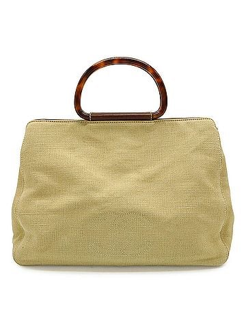 Chanel CHANEL Coco Mark Handbag/Tote Bag, Linen, Plastic Handle, Tortoiseshell Pattern, Beige/Brown (view 2)