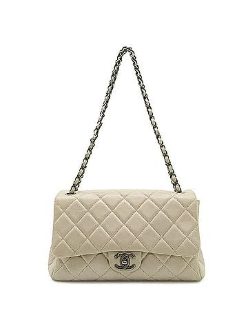 Chanel CHANEL Matelassé Chain Shoulder Bag, Aged Calfskin Leather, Sand Beige (view 2)