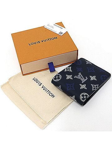 Louis Vuitton Louis Vuitton Portefeuille Multiple Bi-fold Wallet, Monogram Shadow, M29137, Navy Blue (view 2)
