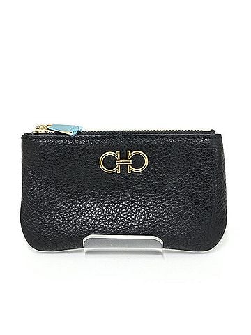 Salvatore Ferragamo Salvatore Ferragamo FERRAGAMO Gancini Coin Case, Black Embossed Calfskin, 220383 (view 1)