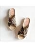 J.Crew 100% Canvas Leopard Print Brown Multi Color Sandals Size 7 - photo 4