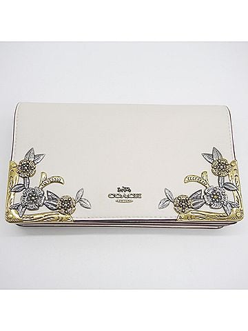 Coach COACH Flower Design Chain Wallet Shoulder Pouch White 24909 (view 1)