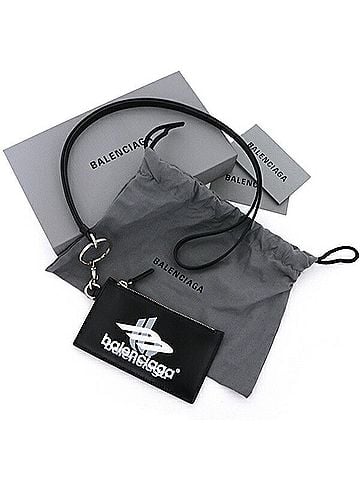 Balenciaga Balenciaga Fragment Case, Coin Purse, Card Printed Leather, 594848, Black (view 2)