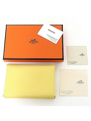 Hermès Hermes Calvi Duo Card Case/Coin Case, Epsom Leather, Jaune Mango, K Stamp (Made in 2025) (view 2)