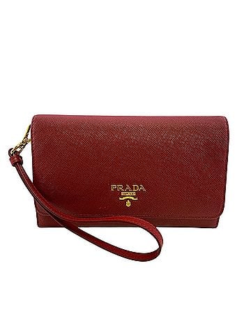Prada PRADA Compact Saffiano Leather Bi-fold Wallet, Red (view 1)