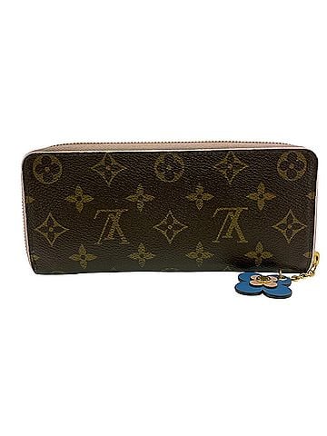 Louis Vuitton LOUIS VUITTON Louis Vuitton Round Zipper Long Wallet with Floral Design, Brown (view 2)