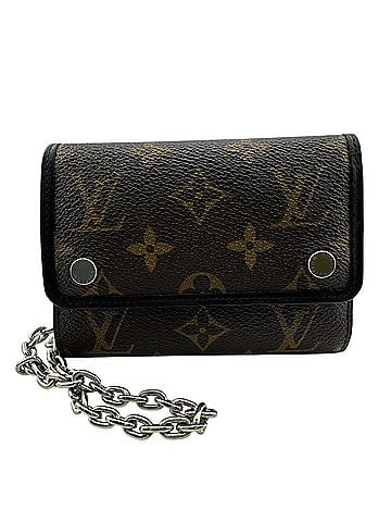 Louis Vuitton LOUIS VUITTON M60167 Portefeuille Compact Chain Monogram Macassar Tri-fold Wallet Brown (view 1)