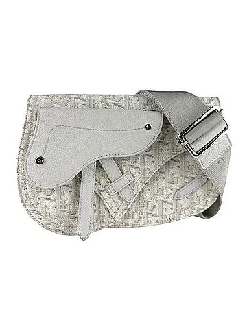 Christian Dior Christian Dior shoulder bag, saddle bag style, canvas and leather, light gray, men's, z10038 (view 1)