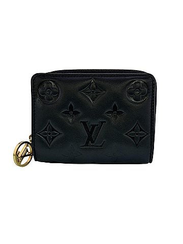 Louis Vuitton LOUIS VUITTON M81599 Portefeuille Lou Embossed Logo Cushion Bi-fold Wallet, Black (view 1)