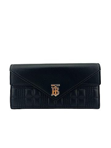 Burberry BURBERRY Burberry TB logo quilted double flap bi-fold wallet long black (view 1)