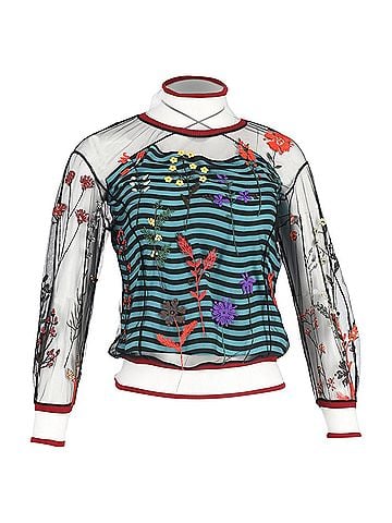 Fendi Fendi Mesh Embroidered Blouse in Multicolor Nylon (view 1)