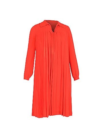 Chloé Chloé A-Line Pleated Dress in Red Silk (view 1)