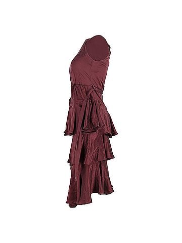 Zimmermann  Zimmermann Ruffled Midi Halter Neck Dress in Burgundy Silk (view 2)