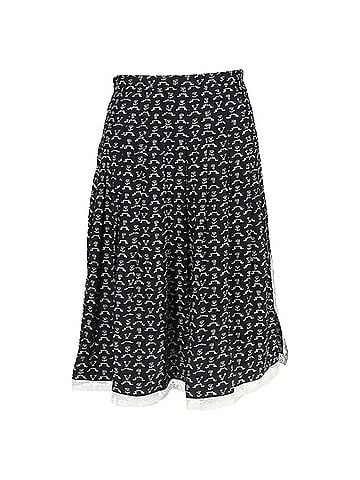 Chloé Chloé Flower Printed Pleated Midi Skirt in Black Cotton (view 1)