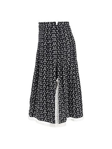 Chloé Chloé Flower Printed Pleated Midi Skirt in Black Cotton (view 2)