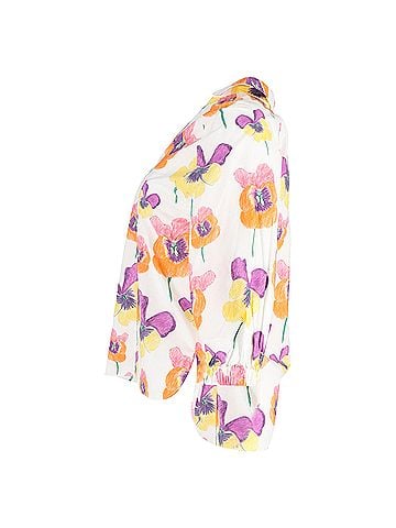 MARNI  Marni Floral Print V-Neck 3/4 Sleeve Shirt in Multicolor Cotton (view 2)