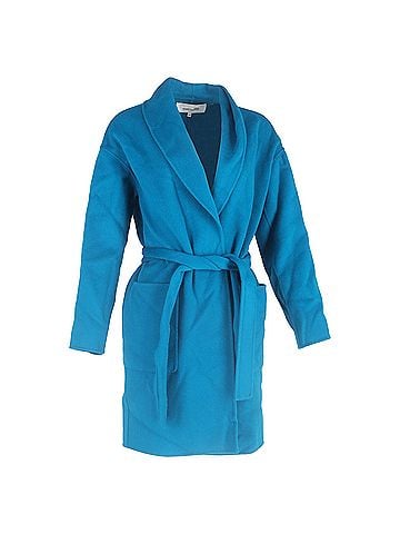 Diane von Furstenberg Diane von Furstenberg Felted Long Coat in Blue Wool (view 1)