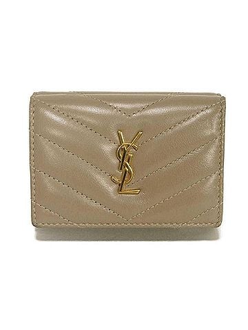Yves Saint Laurent Yves Saint Laurent Saint Laurent Paris Cassandra Origami Tiny Wallet, Quilted Tri-fold Dusty Grey, 668274 AAA44 1722, Men's & Women's (view 1)