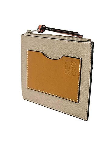 Loewe Loewe coin case, square and card holder, large, honey calf leather, greige, anagram, light oats, C660O37X01, for men women. (view 2)