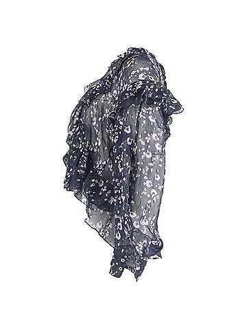 Isabel Marant Isabel Marant Floral Printed Ruffle Trimmed Blouse in Blue Silk (view 2)