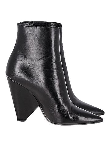 Saint Laurent  Saint Laurent Pyramid-Heeled Ankle Boots in Black Leather (view 1)
