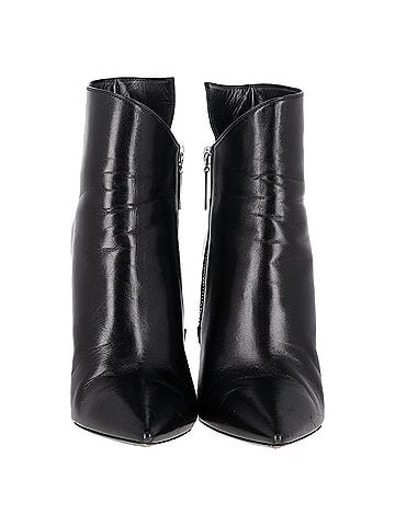 Saint Laurent  Saint Laurent Pyramid-Heeled Ankle Boots in Black Leather (view 2)