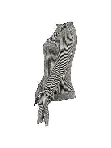 Roland Mouret  Roland Mouret Ribbed-Knit Long Sleeve Top in Grey Polyester (view 2)