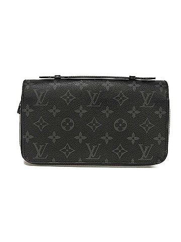 Louis Vuitton Louis Vuitton Zippy XL Long Wallet (Old Model) with LV Logo, Black, Hand Strap, Clutch Bag, Monogram Eclipse Noir, M61698, Men's (view 1)