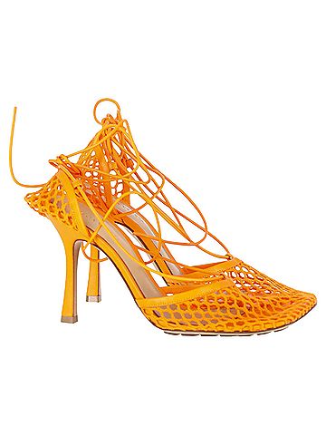 Bottega Veneta Bottega Veneta Stretch Lace Up Sandals in Orange Leather (view 1)