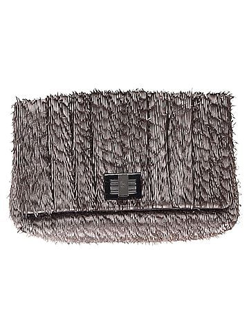 Anya Hindmarch  Anya Hindmarch Rosalyn Fringed Clutch Bag in Metallic Grey Leather (view 1)
