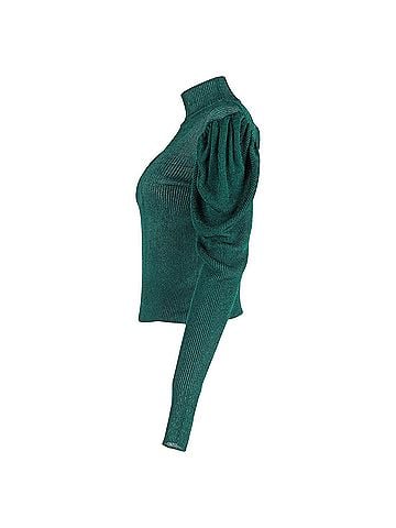 Caroline Constas Caroline Constas Puff Sleeve Turtleneck Jumper In Green Viscose (view 2)