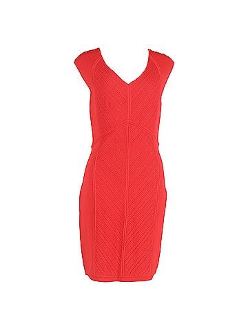 Diane von Furstenberg  Diane Von Furstenberg Knitted V-Neck Mini Dress in Red Viscose (view 1)