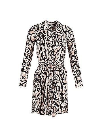 Diane von Furstenberg Diane von Furstenberg Taya Leopard Drawstring Shirtdress in Animal Print Silk (view 1)