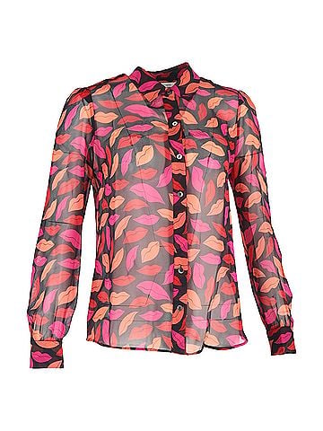 Diane von Furstenberg Diane von Furstenberg Mariah Print Blouse in Multicolor Silk (view 1)